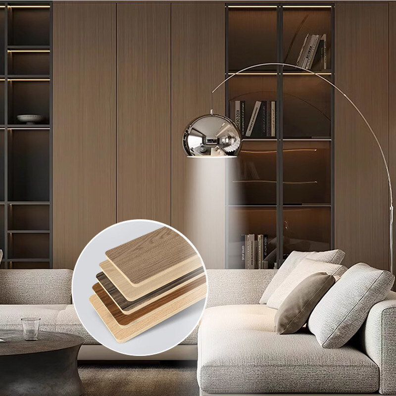 5 mm Pannello da parete PVC a grano di legno Flessibile Pannello da parete decorativo in bambù carbone