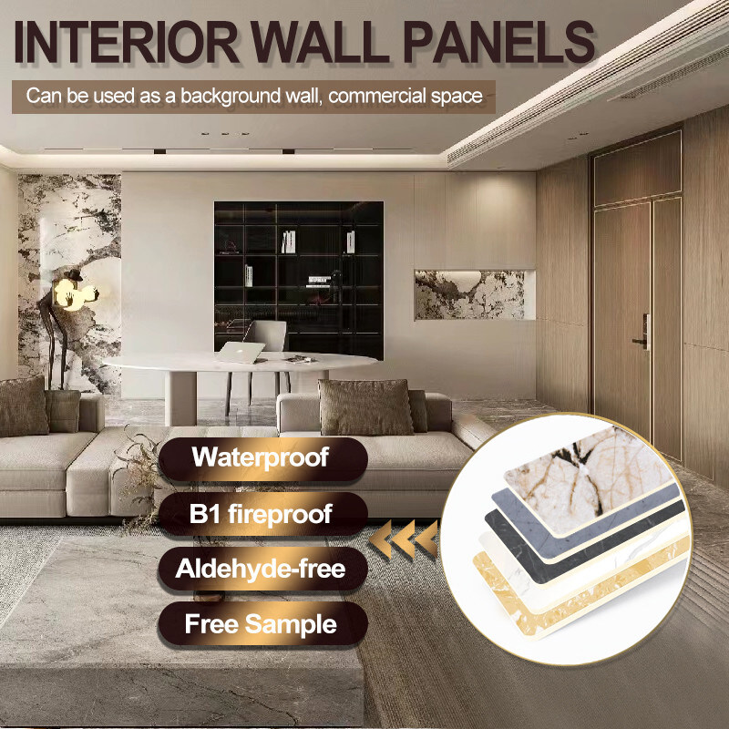 Panelli di marmo di bambù di legno di carbone di legno di veneer Panelli di marmo per pareti decorative interne