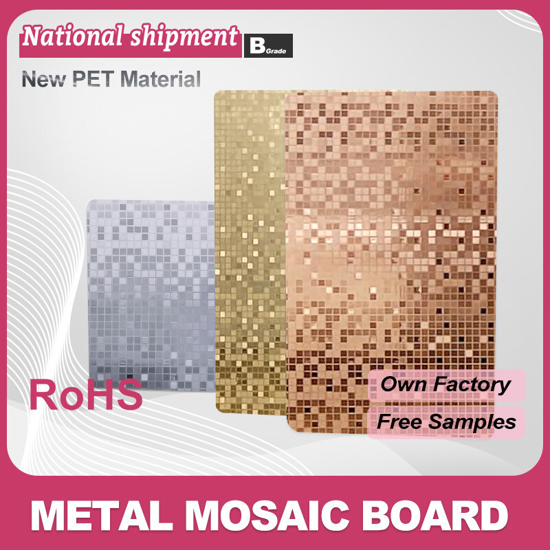 Decorazioni murali per la casa Pannello murario a prova d'umidità in PET metallo mosaico