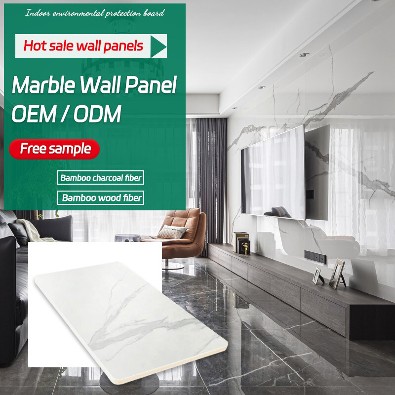 Pannelli di legno di marmo impermeabili ed a prova d'umidità della decorazione TV della parete domestica del fondo dell'impiallacciatura di parete