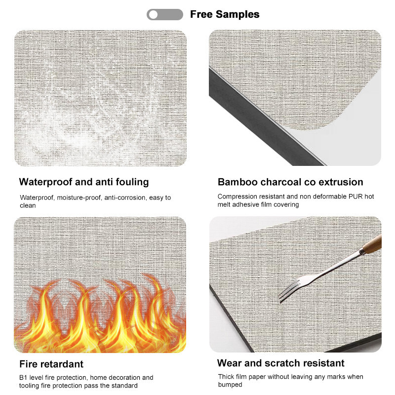 PVC Bambù Carbone di legno Veneer Interni Decorativi In Legno Pannelli Pareti