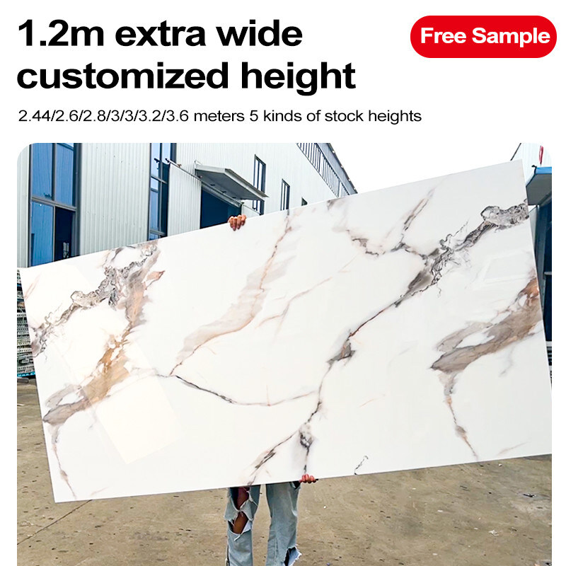 Pannello da parete decorativo in marmo in PET Pannello da parete in PVC in legno in carbone di bambù