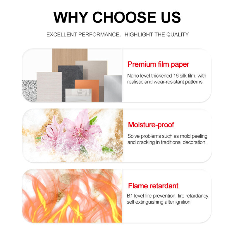 Pannello da parete decorativo in marmo in PET Pannello da parete in PVC in legno in carbone di bambù