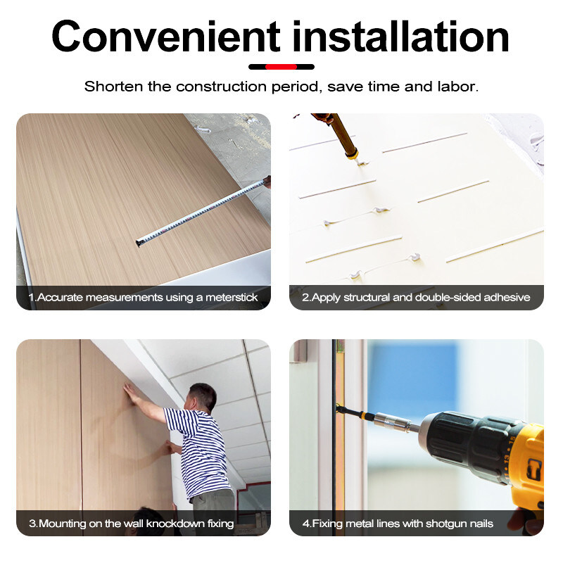 Pannello da parete decorativo in marmo in PET Pannello da parete in PVC in legno in carbone di bambù