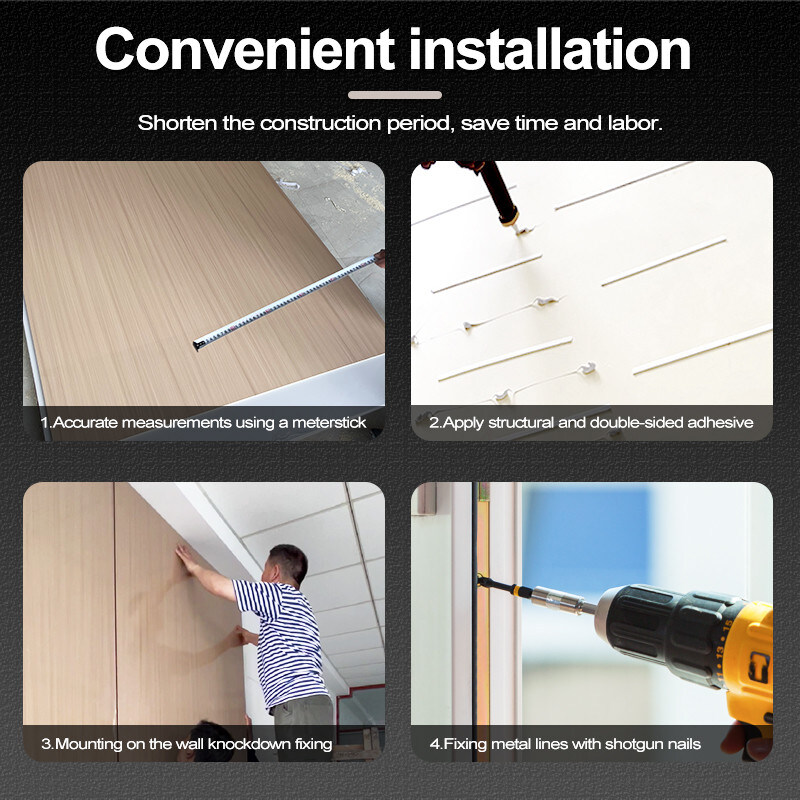 PET Acqua ondulata Bambù Fibra di carbone 3D Pannello a parete PVC Legno Veneer Foam Board