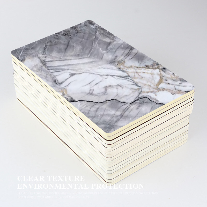 Fogli di marmo PET a prova di umidità Bambù Carbone di legno Veneer PVC Parete decorativo