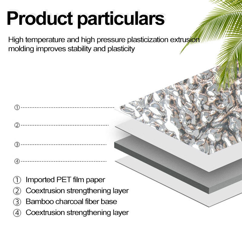 Pannelli murari decorativi impermeabili Modello onde d'acqua Bambù Carbone di legno Pannelli di rivestimento