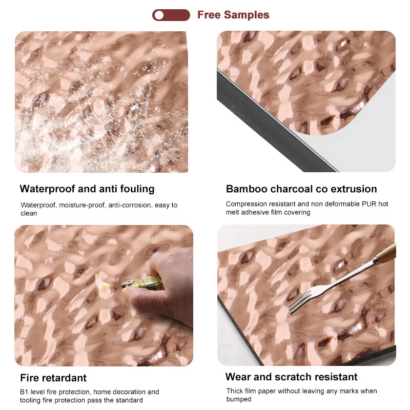 Pannelli murari decorativi impermeabili Modello onde d'acqua Bambù Carbone di legno Pannelli di rivestimento