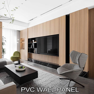 5 mm Pannello da parete PVC a grano di legno Flessibile Pannello da parete decorativo in bambù carbone