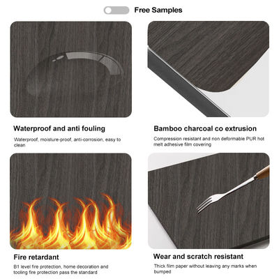 5 mm Pannello da parete PVC a grano di legno Flessibile Pannello da parete decorativo in bambù carbone