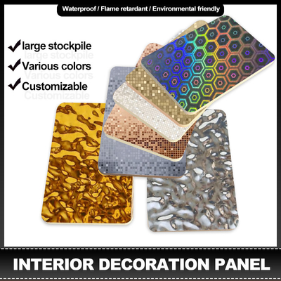 Pvc Board Laser& Mosaic Serie Bambù Carbone di legno Veneer Interni Decorazione pannello murario
