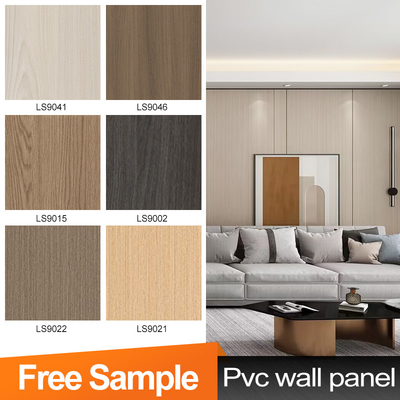 5 mm Pannello da parete PVC a grano di legno Flessibile Pannello da parete decorativo in bambù carbone