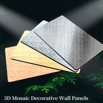 Nuovo prodotto di alta qualità pannello di rivestimento in legno coestruso con mosaico in metallo dorato in bambù in carbone